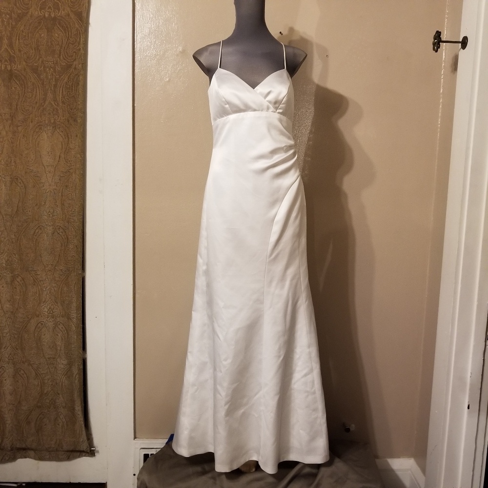 Nicole Miller 90s Directional Satin Slip Sweetheart Low Back Wedding Dress